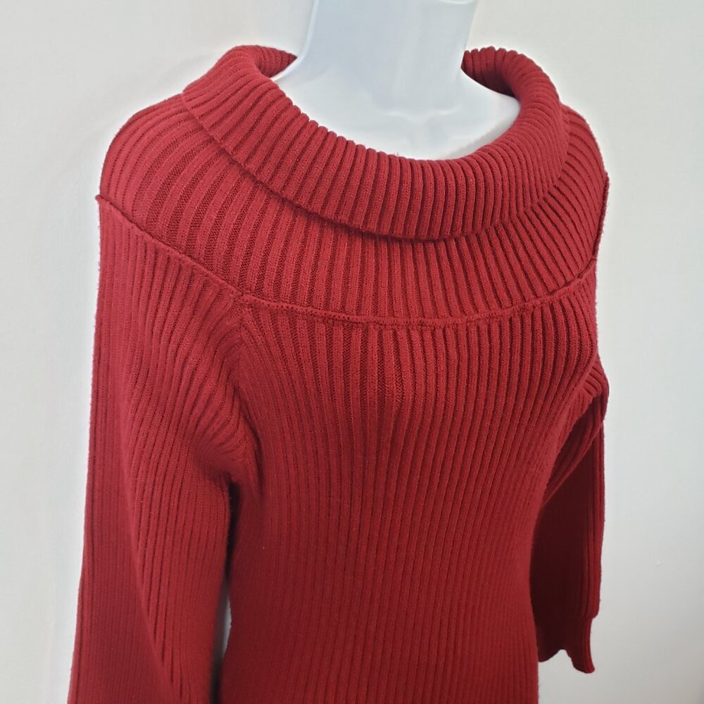 Pink Lily Ribbed Sweater Dress Womens’s Size Small S Deep Red Super Soft / A247 - Picture 2 of 7